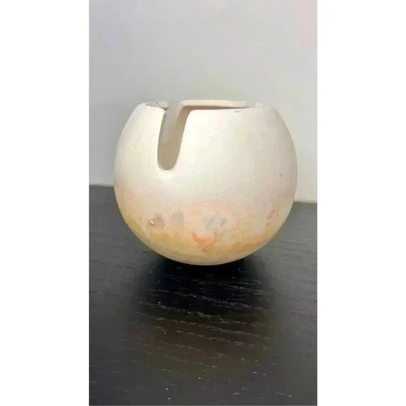 Vintage‎ Ivory Orange Circle Vase Bowl - Picture 1 of 12